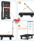 Foldable Platform Hand Truck Cart With 330 Pound Capacity, Adjustable Height Handle, 360 Degree Swivel Wheels assembly steps