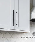 Five Pack 10 Inch Matte Black Cabinet Handles For Kitchen Cabinets And Dresser Drawers, Stainless Steel Pulls with spot resistant finish.