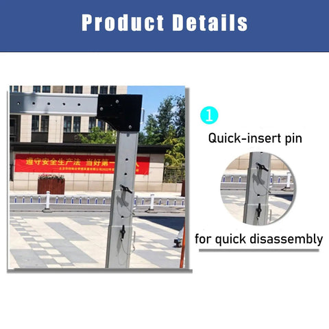 Detail of Heavy Duty Portable Gantry Crane with quick-insert pin for easy disassembly, showcasing aluminum build.