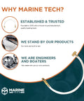Image of Marine Tech products showing Seastar Hydraulic Steering Filler Kit With Swivel next to brand values.