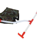 Manual Fertilizer Spreader With Bag For Farm Crops And Garden Use Accurate Measurement Fertilizing Tool, camo bag and red handle