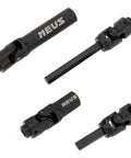 Upgrade Your Rig With These Tight Adjustable Front Rear Driveshafts For Axial SCX30 RC Crawlers Offering CNC Machined Grip seen from top and side angles.