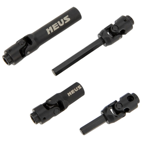 Upgrade Your Rig With These Tight Adjustable Front Rear Driveshafts For Axial SCX30 RC Crawlers Offering CNC Machined Grip seen from top and side angles.
