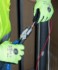 Heavy Duty 9 Inch Ironworker Pliers For Rebar ACSR Screws Nails And Hardened Wire, High Leverage Side Cutters in use