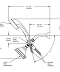 Technical diagram of Caspian Anystream 2 Way Shower System With Handheld Head 2.5 GPM Brushed Nickel Finish Ergonomic Grip 360 Degree Spray Transitions