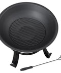 22 Inch Portable Fire Pit For Outdoor Wood Burning Steel Construction With Lightweight Grill Fire Pit Bowl Log Grate And Poker