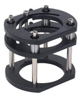 Precision Router Lift Table Mechanism Featuring Four Jaw Milling System Crank Handle Quick Height Tuning Solid Aluminum Alloy Base close-up of adjustable clamp structure