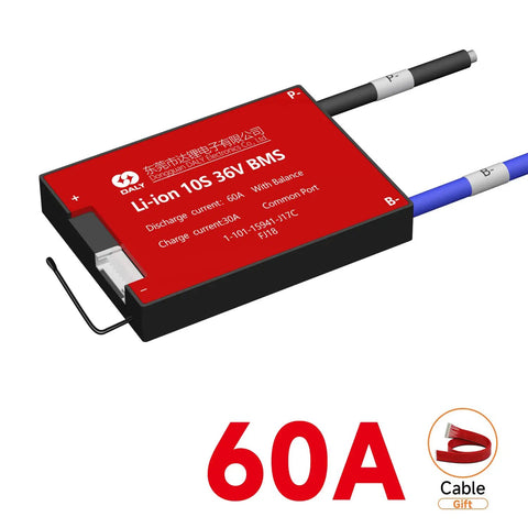 Rock Solid 36V BMS For 18650 Lithium Ion Battery Pack 60A 10S Protection Module With Balance Wires and connectors.