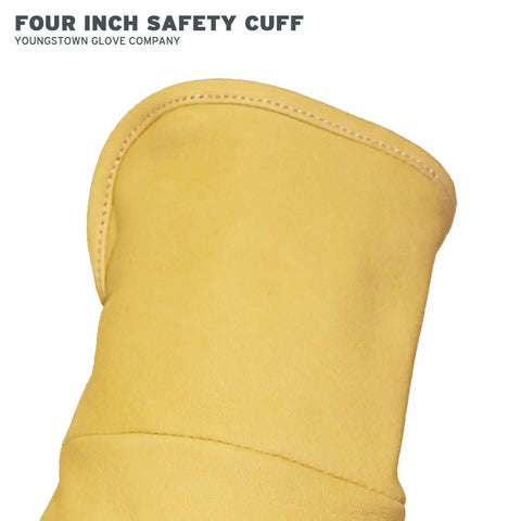 Leather Utility Plus Double Layer Long Cuff Work Gloves For Men Arc Rated Goat Leather Construction Tan Brown Large Size Superior Dexterity Grip Comfort Fit For Heavy Duty Jobs