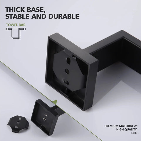 36 Inch Single Towel Bar Wall Mounted Matte Black Finish Made From SUS 304 Stainless Steel Durable Bathroom And Kitchen Towel Rack With Quick Install Brackets And Rustproof Corrosion Resistant Design close-up of mounting brackets.