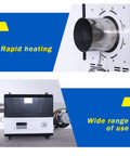 2KW Industrial Hot Air Blower And High Power Heater With Digital PID Temperature Control And Auto Overheat Safety For Heavy Duty Shop Grind Rock Solid Pro Grade Blower showing stainless steel outlet and control panel.