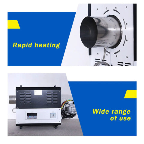 2KW Industrial Hot Air Blower And High Power Heater With Digital PID Temperature Control And Auto Overheat Safety For Heavy Duty Shop Grind Rock Solid Pro Grade Blower showing stainless steel outlet and control panel.