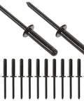 Black 20 Piece Aluminum Pop Rivets Kit Lightweight Blind Rivets For Metal Fastening In Industrial Auto Kayak And Furniture Projects