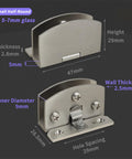 Heavy Duty No Drill Glass Door Hinges For 4 To 7 Mm Glass Fits Doors Up To 16 In Wide By 28 In High 90 Degree Zinc Alloy