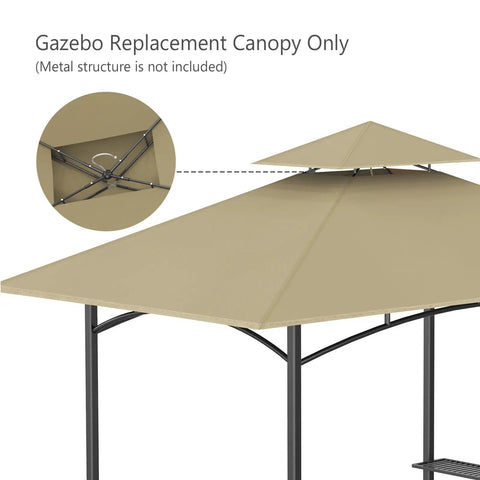 Replacement Canopy Top Only For 5X8 Outdoor BBQ Gazebo Waterproof Double Tier Shelter Cover Khaki Fits Model LGG001PSTF installed