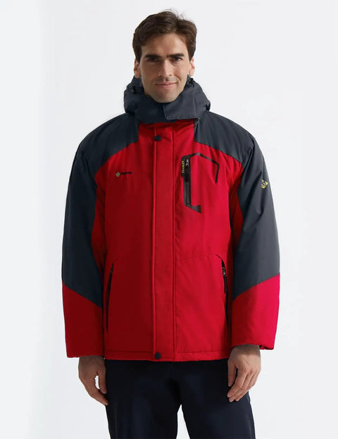 Men's Mountain Waterproof Ski Snow Jacket Insulated Windproof Rain Shell Built For Skiing Snowboarding Hiking Mountaineering Camping And Outdoor Adventures In Oriental Red