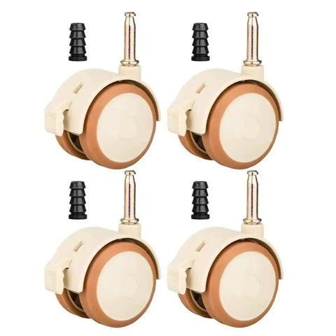 Heavy Duty Soft Rubber Caster Wheels Set Of 4 With 360 Degree Swivel And Snap Lock Brakes to roll across baby cots and kids gear.