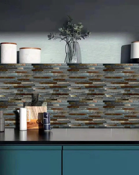 Peel And Stick Backsplash Tiles 10 Sheet Set PVC Metal Look Self Adhesive For Kitchen And Bathroom Walls Easy DIY No Fuss.