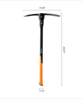 IsoCore Dual Ended Pickaxe And Hoe With 36 Inch Shock Absorbing Handle For Heavy Duty Digging And Cultivating Durable Forged Steel Construction Orange And Black