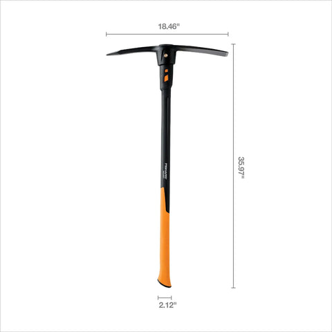 IsoCore Dual Ended Pickaxe And Hoe With 36 Inch Shock Absorbing Handle For Heavy Duty Digging And Cultivating Durable Forged Steel Construction Orange And Black