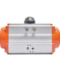 Heavy Duty Air Pneumatic Ball Valve Actuator Featuring Slick 90 Degree Rotation, showcasing robust silver and orange design.