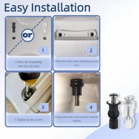 Installation guide for Stainless Steel Toilet Seat Screws Kit With Expanding Rubber And Plastic Nuts
