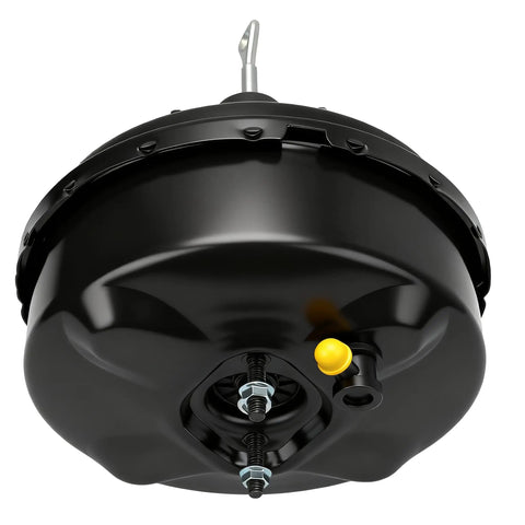 Heavy Duty Power Brake Booster For Cadillac Escalade Chevy Silverado Tahoe from a top angle showing the EPDM diaphragm and steel push rod.