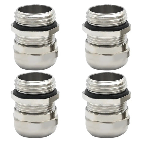 Four Pack Nickel Plated Copper Cable Glands 1/2 NPT Adjustable 6-12mm Waterproof Joints For Junction Boxes And Electrical Cabinets