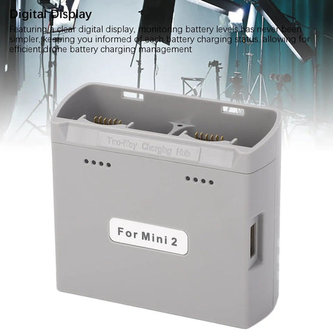 Two Way Battery Charging Hub For Drones Portable PD Fast Charging Station for Mini 2 showing dual ports and digital display