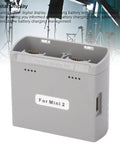 Two Way Battery Charger Hub For Mini 4K Mini 2 Mini SE And Mini 2 SE Drones with USB ports, gray durable plastic housing.