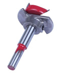 Wood boring drill bit, 35 mm, carbide-tipped auger with silver shaft and red accents