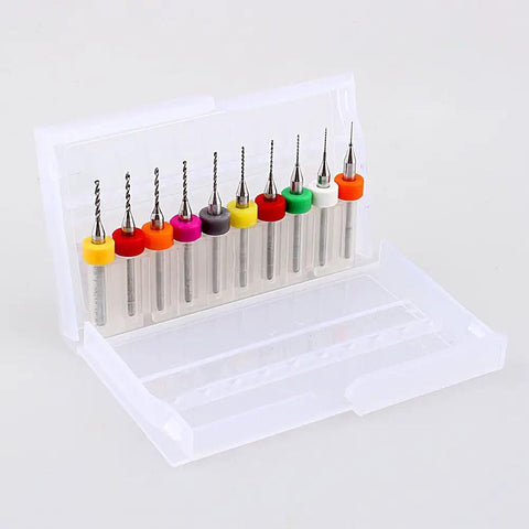 10 Piece PCB Mini Drill Bits Set Tungsten Carbide Spiral Flute Twist Drill Bits For Precision Micro Rotary Tool Kit in case