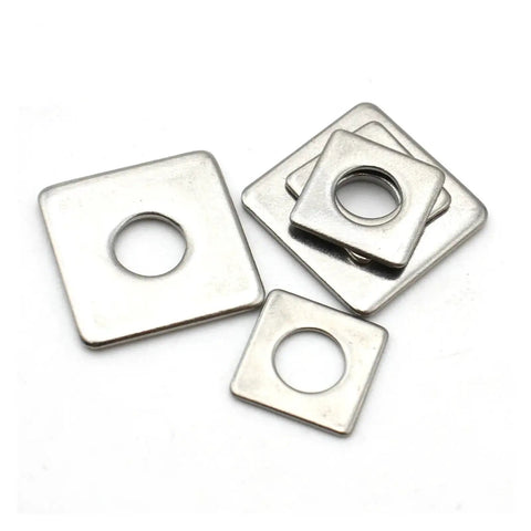 304 Stainless Steel Square Flat Washers Set M3 To M20 For Fasteners And Curtain Wall Installations, Heavy-Duty, Corrosion-Resistant Hardware, Durable Multi Size Pack Includes 20 Pieces Of M4x10x1mm, square washers stacked