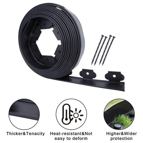 2 Inch Tall Landscape Edging Kit With 20 Ft Coil And 20 Spikes For Lawn Garden Borders Durable Black Plastic Edging