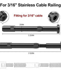 10 Pack Three Sixteenth Inch Black Swageless Invisible Cable Railing Kits With Tensioner System For Easy Install On Deck Or Stair Railings Ideal For Outdoor Or Indoor Projects With Durable Components And Quick, Easy Adjustability For A Slick Look. Black 3/16 inch stainless cable railing tensioner fitting