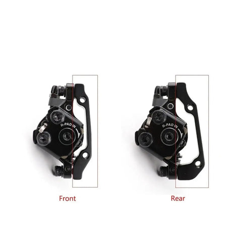 Sick Stopping Power Meets Knockout Control On This Mechanical Disc Brake Caliper compatible for Shimano TX805 and M375 models, shown from front and rear.