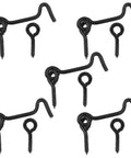 Beefy 5 Pack Swivel Hook And Eye Latches For Barn Gates Windows And Doors Legit Heavy Duty Steel Security Hooks, black iron.