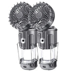 Two Pack Solar Camping Lantern With Fan For Outdoors, Three Way Power Source Solar USB Rechargeable Or AA Battery Backup