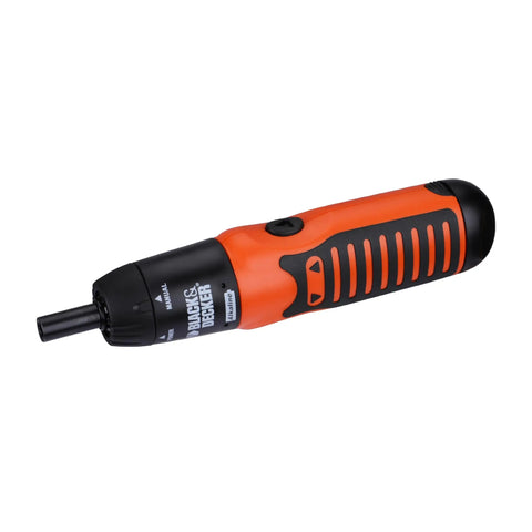 Grab And Go 6V Cordless Screwdriver Kit With 14 Bit Set, orange and black handle, forward and reverse, ultra lightweight, includes bits