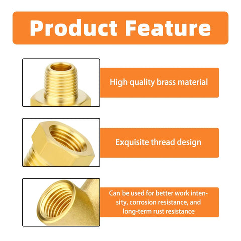 Brass Pipe Fitting Tee Y Adapter Three Way With One Male Branch And Two Female NPT Ports One Eighth Inch Size product features