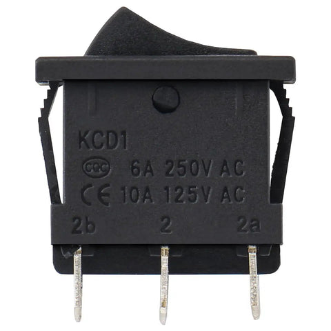 10 Pack DPDT Rocker Switch 6 Pin On On 2 Position Snap In Boat Rocker Switch For Electrical Projects AC 250V 6A And AC 125V 10A Dual Voltage Rating Black Durable Housing, front view