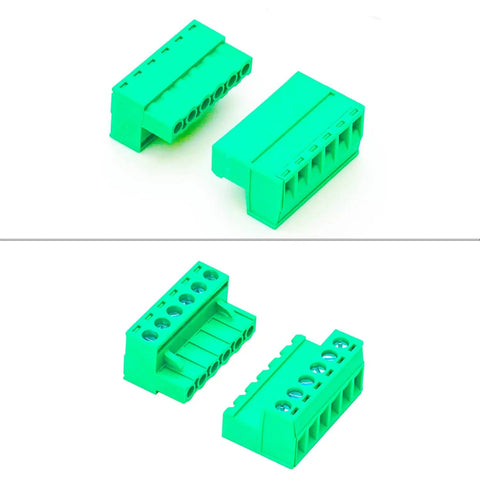 Two Sets 5.08mm Phoenix Screw Terminal Connector Set For PCB No Soldering Required Green PCB Board Four Connectors Total With Two Male And Two Female Pins