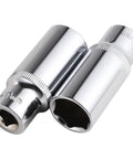 2-Piece 19mm Deep Sockets Set For Three Eighths Inch Drive 6-Point Corrosion Resistant on white background