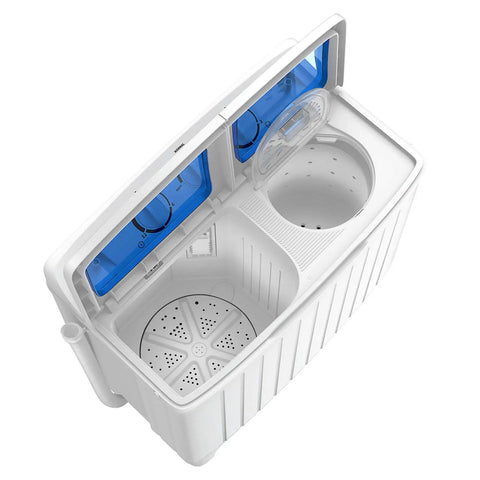 Badass Portable Washing Machine With Twin Tub Setup And Heavy Duty Spin Dryer Compact Laundry Center For Apartments Rv Dorms Goes Hard On Mess total view of dual tub system