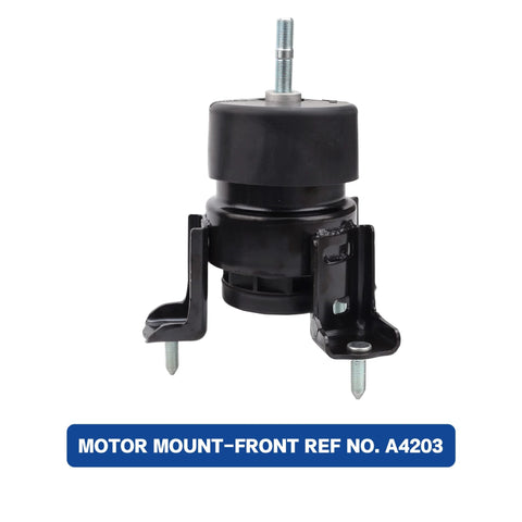 Front view of motor mount A4203 from Engine And Transmission Mount Set For 2002 2006 Camry 2.4L And 2004 2008 Solara 2.4L