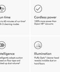 V15 Detect Plus Cordless Vacuum With Illumination Revealing Dust, info on runtime, power, intelligence, and illumination features