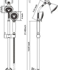 Diagram of High Pressure Shower Head With Handheld Combo In Brushed Nickel 5 Settings 4 Inch Rain Head And Handheld 60 Inch Stainless Steel Slide Bar 304 Stainless Hose Easy No Drill Install No Tools Needed