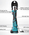 Solid Compact Pex Press Tool Kit For Half Inch Three Quarter Inch One Inch Pex Pipe And Stainless Steel Sleeves with OLED Display and Anti-slip Handle.