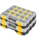 Stacked Double Sided Tool Organizer Box With 34 Compartments And Removable Dividers Clear Lid A Handy Pick For Nuts Bolts Screws Nails Durable Plastic