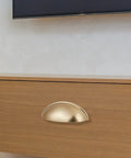 Cup Drawer Pulls 3 Inch 76mm Champagne Gold 10 Pack Cabinet Hardware Cup Handles With Adjustable Mounting Screws on wood drawer